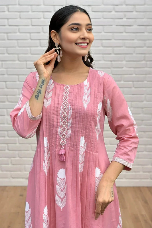 Pink Pintex Printed Kurta Set with Dupatta