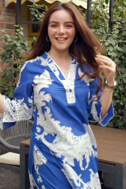 Blue Printed Cotton Co-ord Set