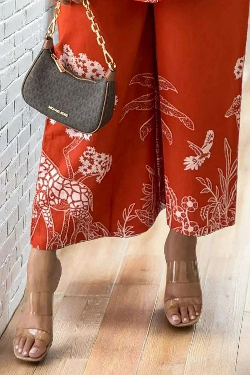 Orange Cotton Flex Co-ord Set With Palazzo