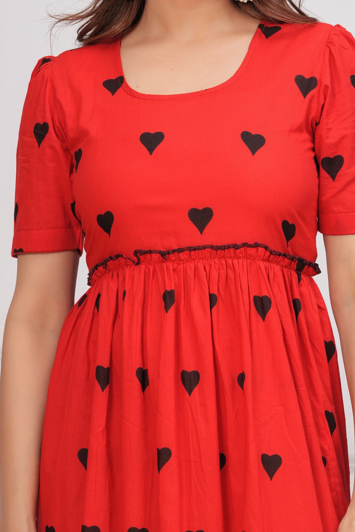 Red Hearts Midi Dress