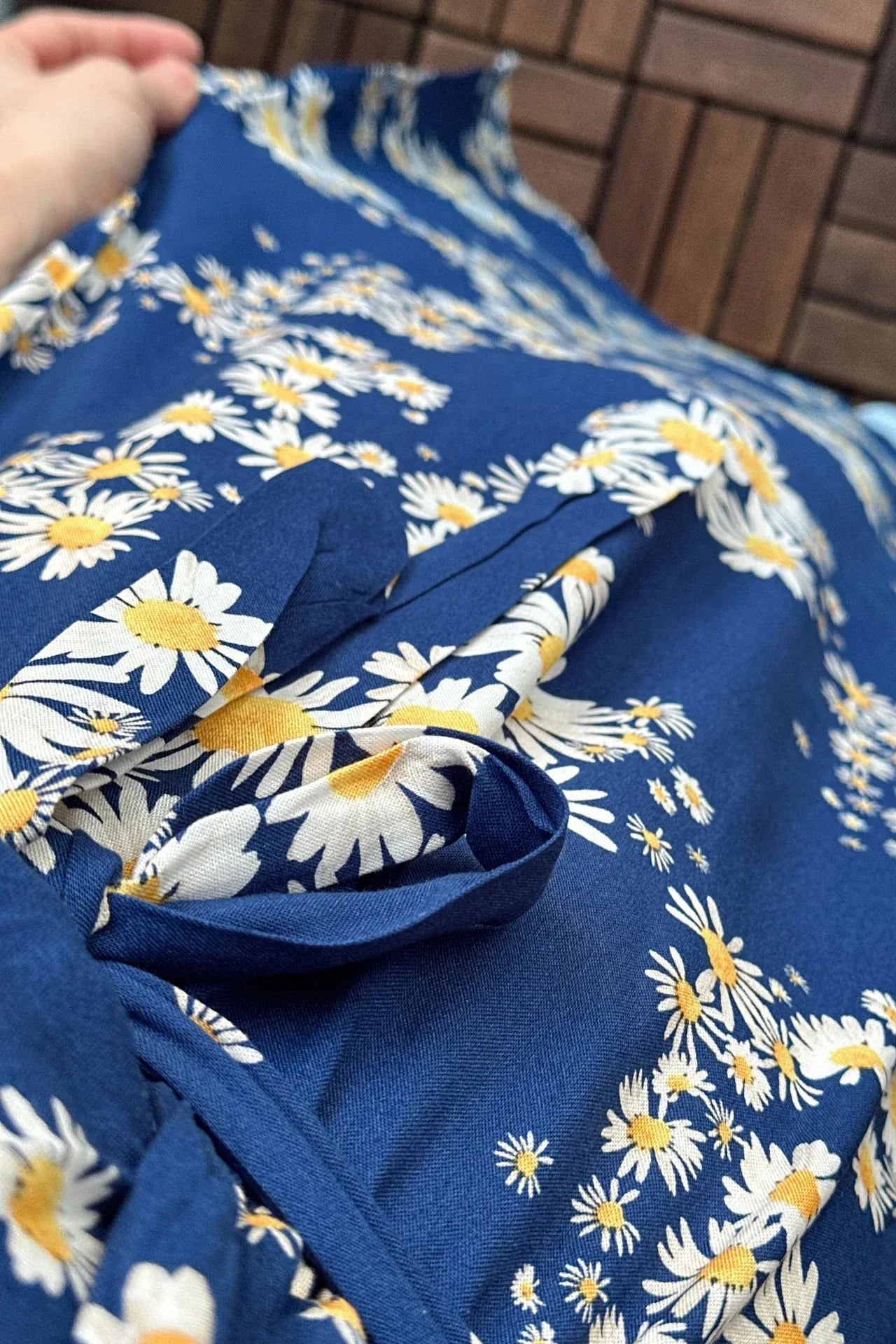 Blue Double Breasted Daisy Dress