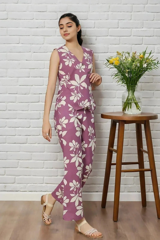 Raspberry Crush Cotton Shirt Style Co-Ord Set