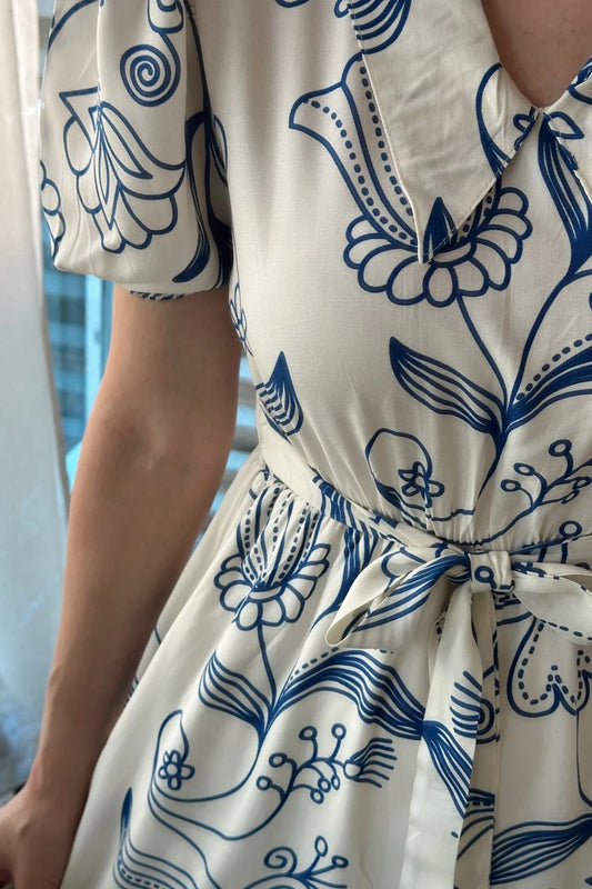 White Floral Midi Dress