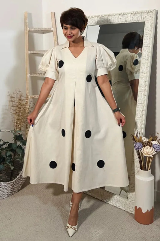 Black Polka Dots Flared Dress